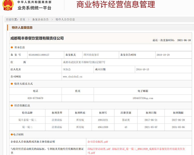 蜀一蜀二冒菜加盟品牌：荣誉